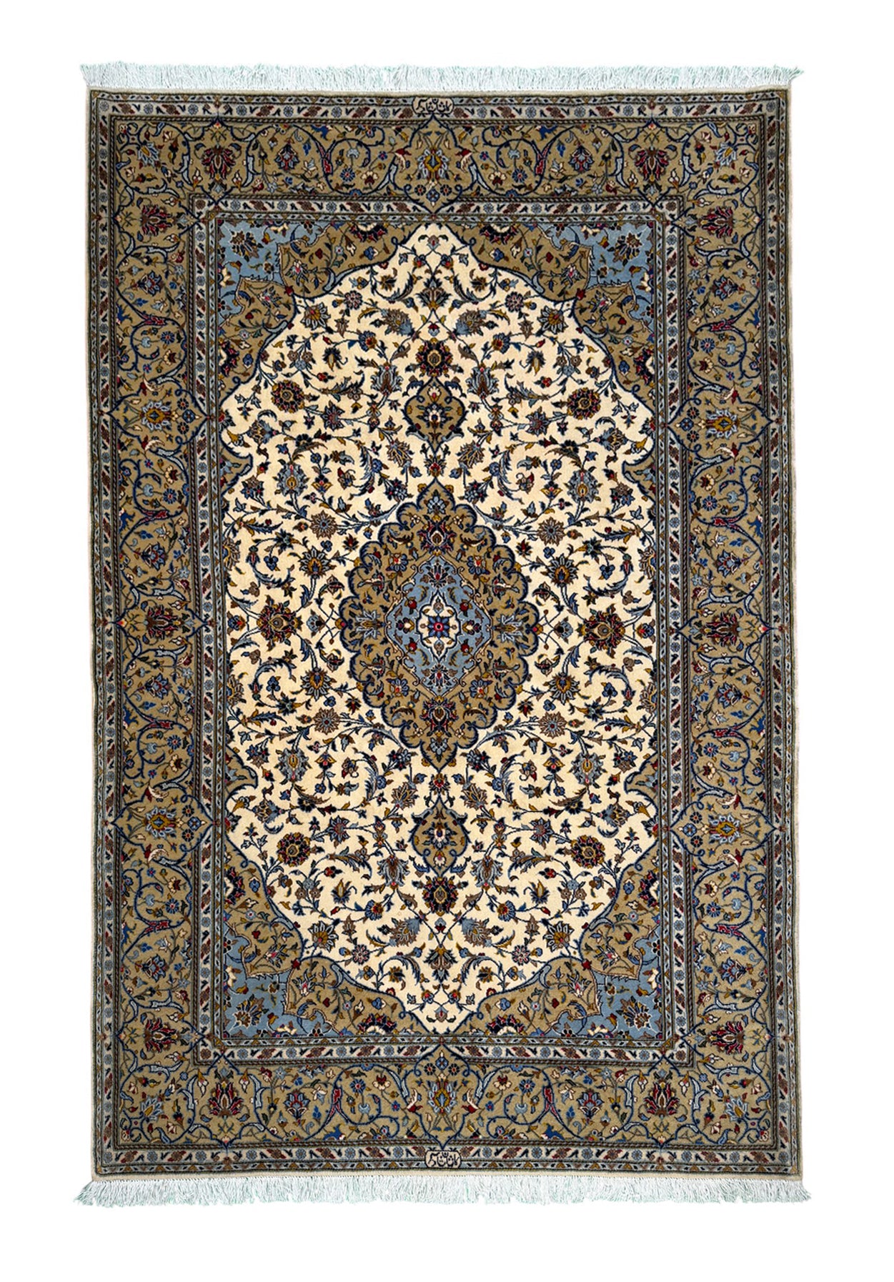 Superfine signed Persian Kashan (one of a pair) 223x143cm | Rug# 11018