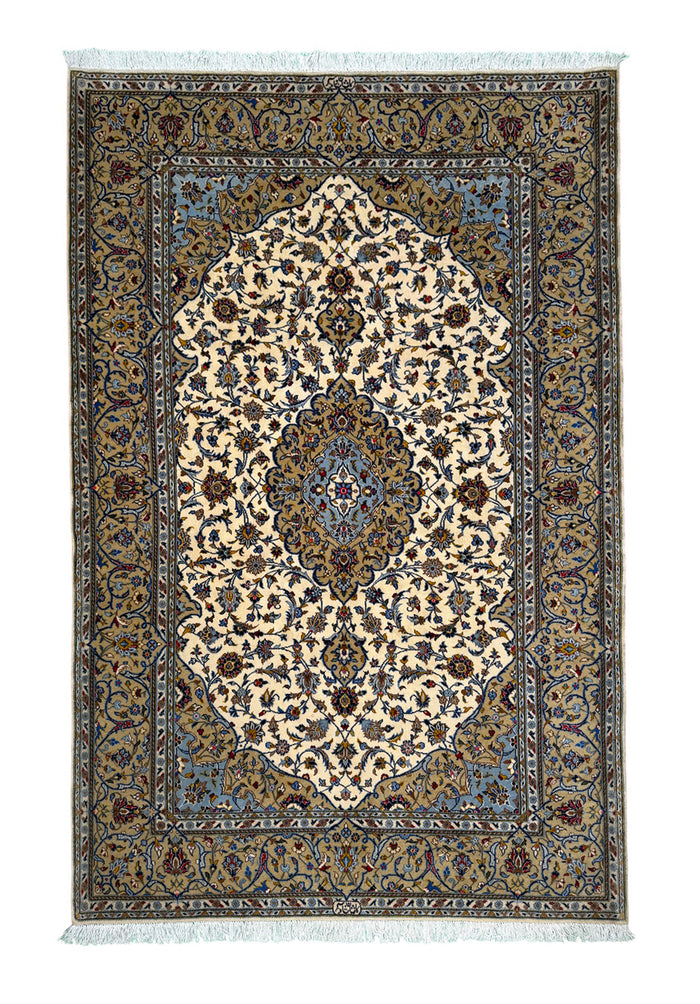 Superfine signed Persian Kashan (one of a pair) 223x143cm | Rug# 11018