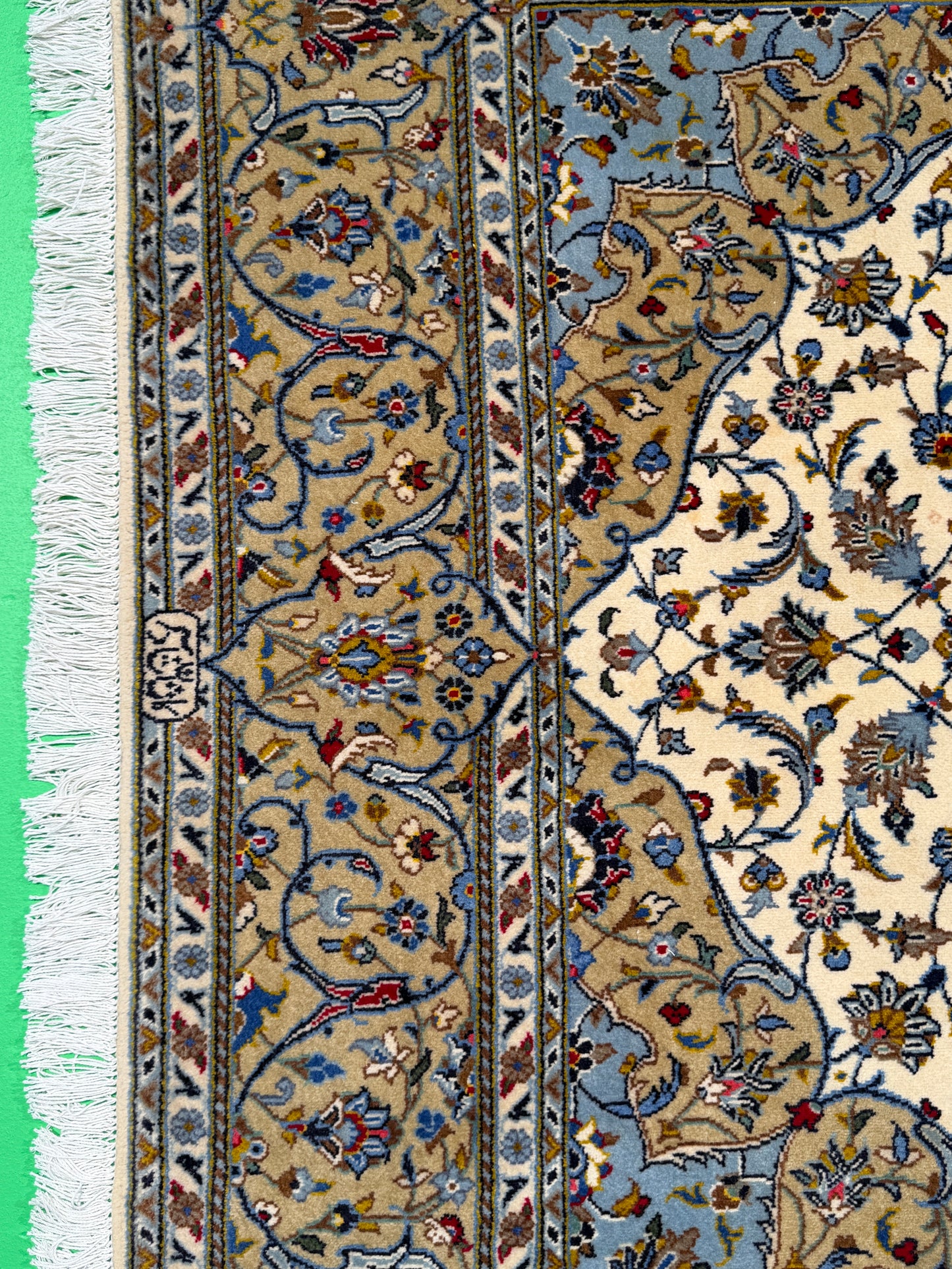 Superfine signed Persian Kashan (one of a pair) 223x143cm | Rug# 11018