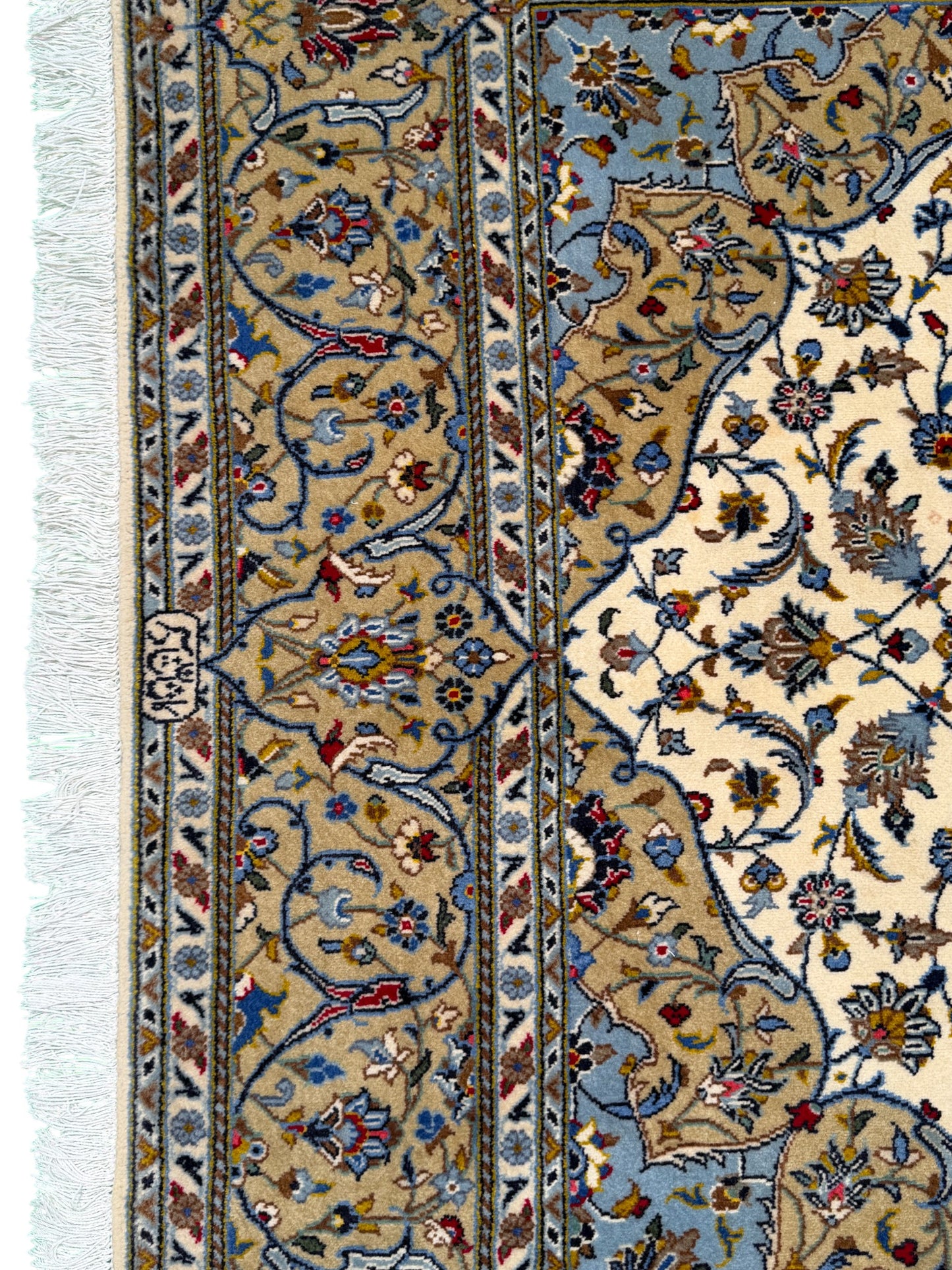 Superfine signed Persian Kashan (one of a pair) 223x143cm | Rug# 11018