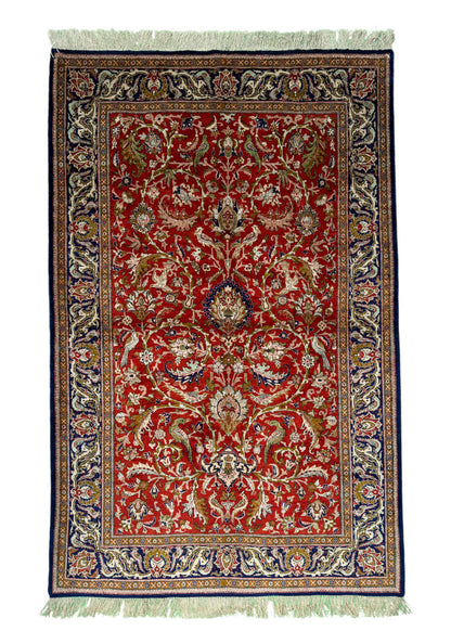 Pure Caspian silk Qum  Tree of Life rug, Persia, circa 1950, collectable, 230x131cm| Rug# 11022