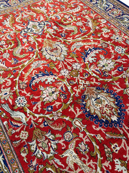 Pure Caspian silk Qum  Tree of Life rug, Persia, circa 1950, collectable, 230x131cm| Rug# 11022