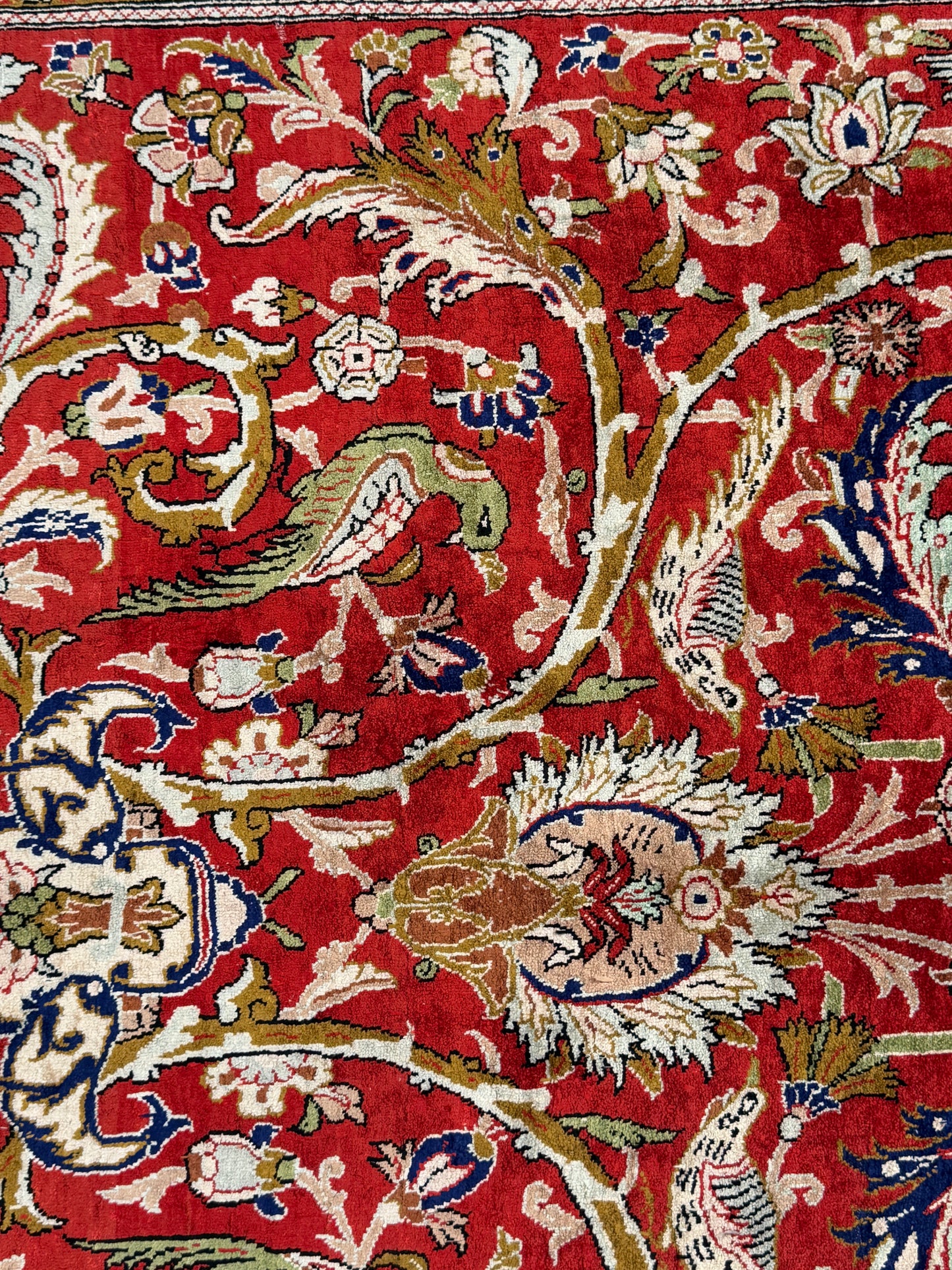 Pure Caspian silk Qum  Tree of Life rug, Persia, circa 1950, collectable, 230x131cm| Rug# 11022