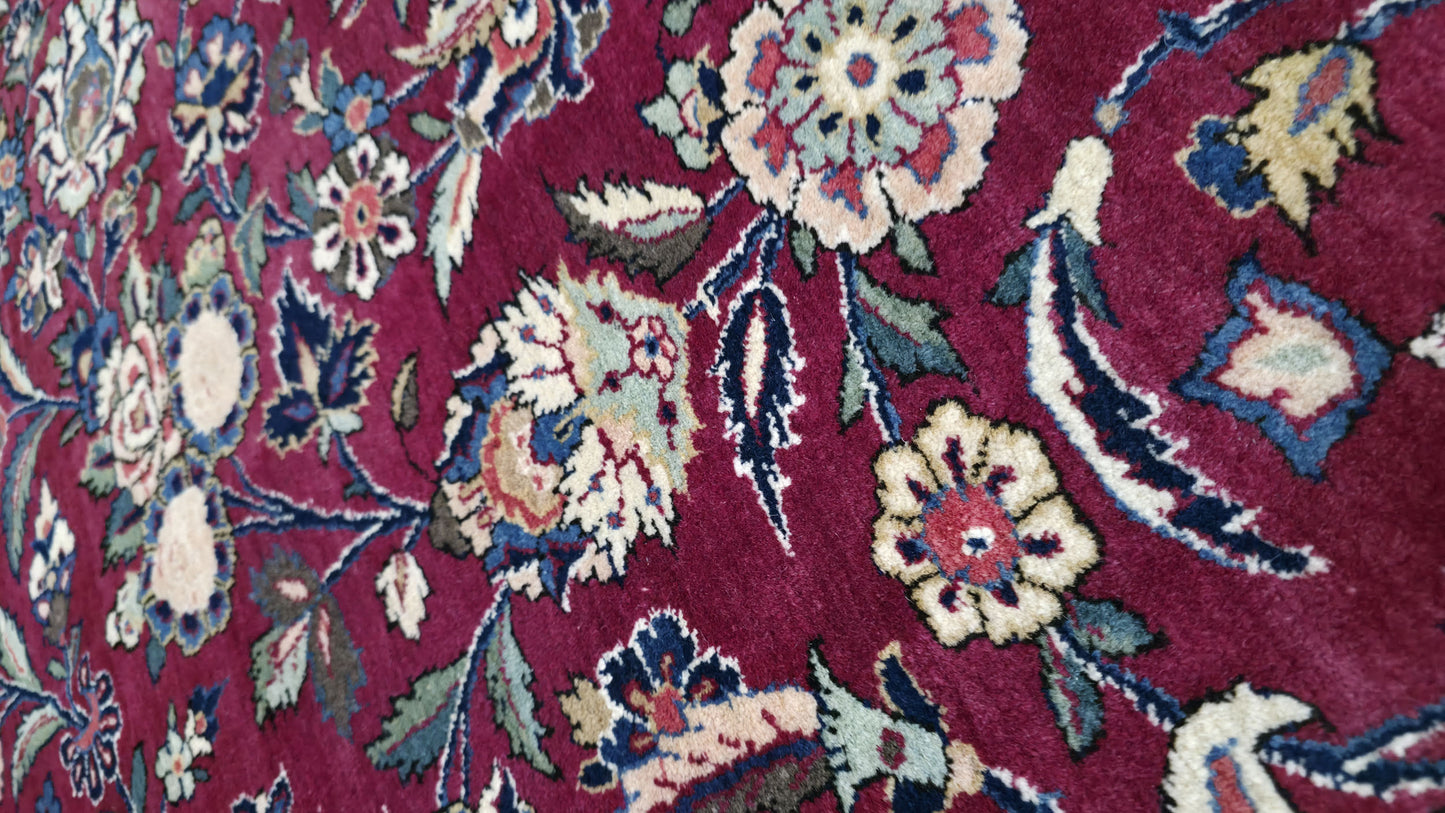 Hand knotted vintage Kashan carpet 420×325 cm | Rug# 11503