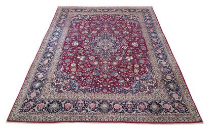 Hand knotted vintage Kashan carpet 420×325 cm | Rug# 11503