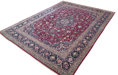 Hand knotted vintage Kashan carpet 420×325 cm | Rug# 11503