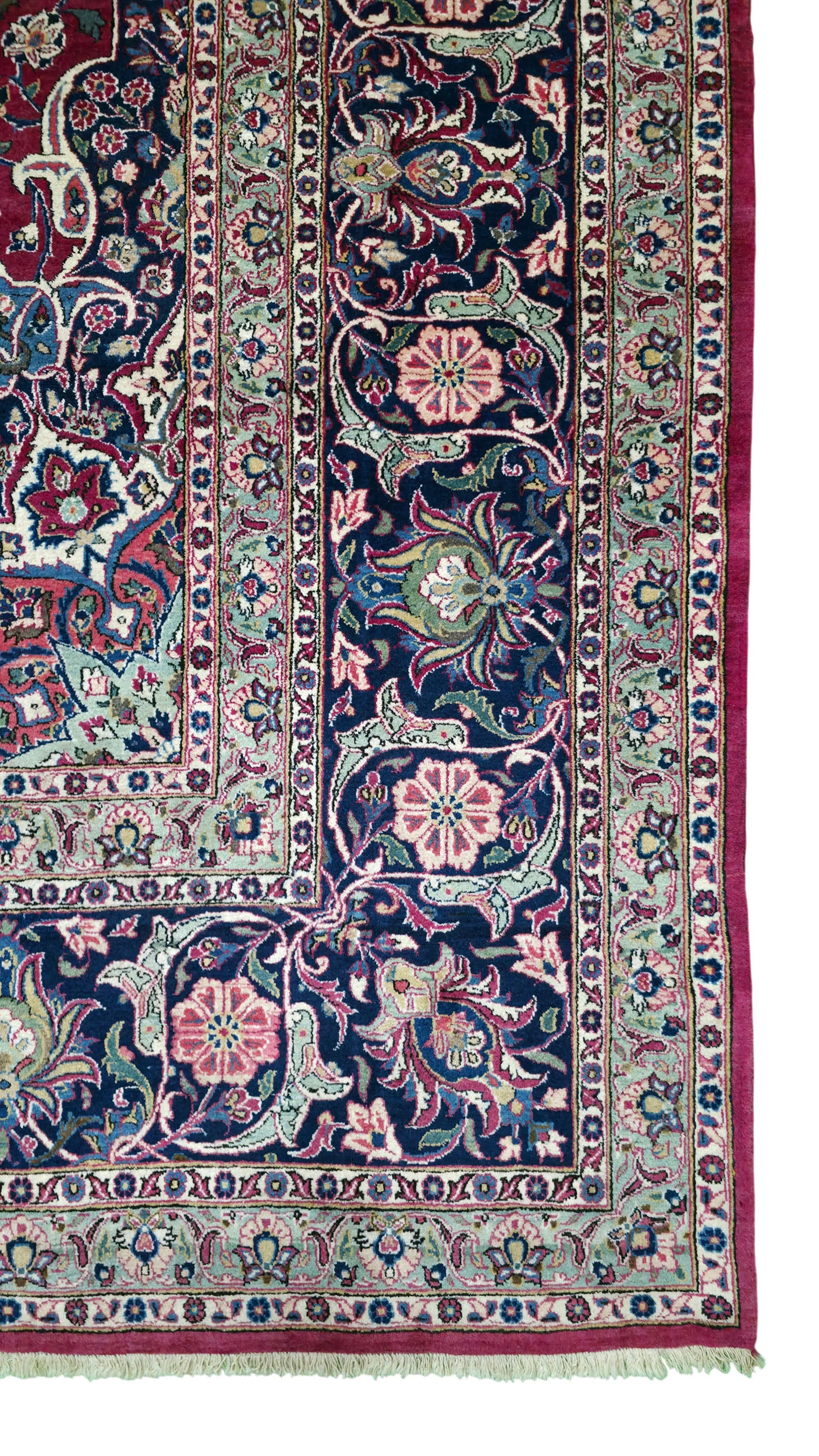 Hand knotted vintage Kashan carpet 420×325 cm | Rug# 11503
