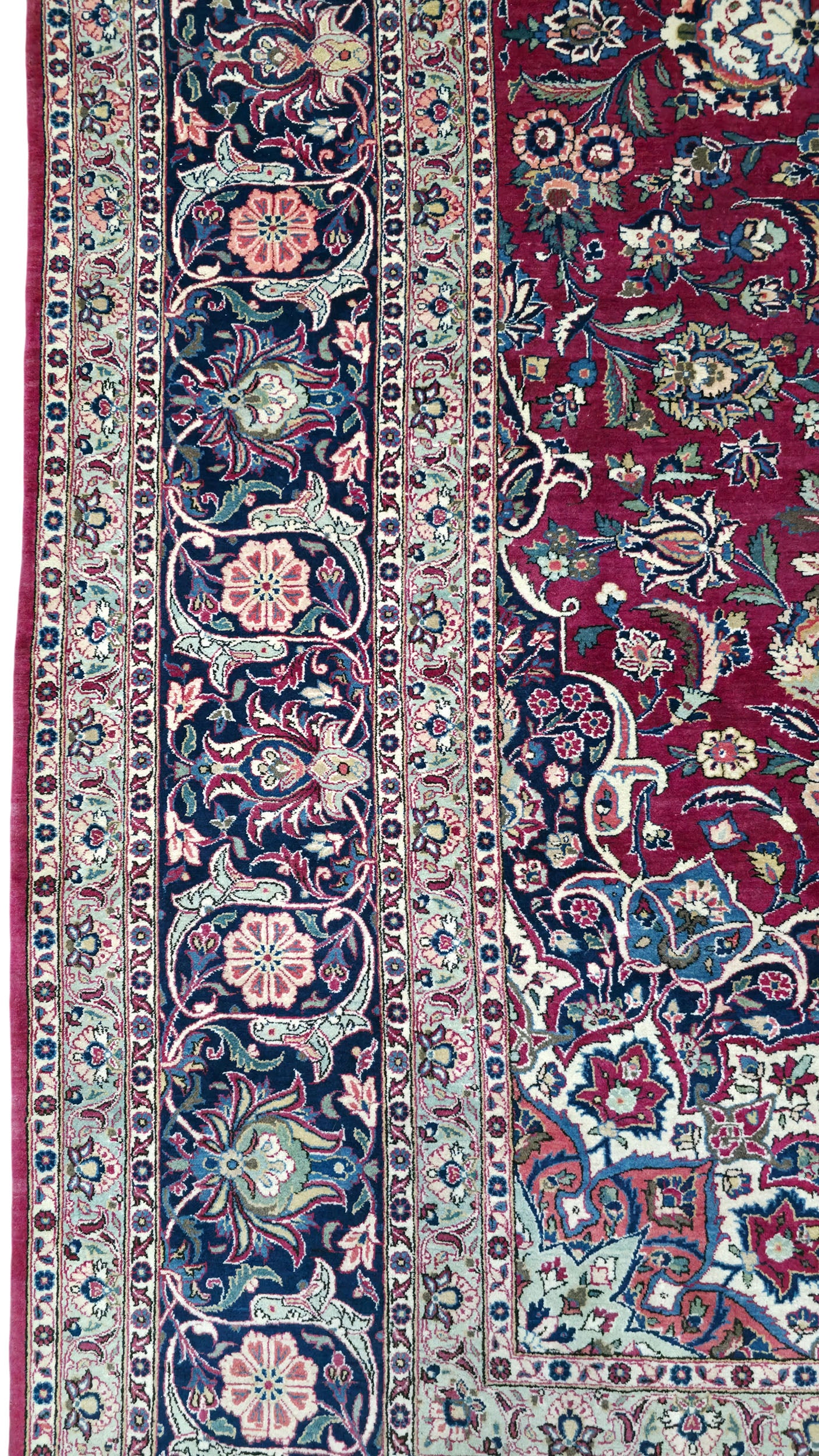Hand knotted vintage Kashan carpet 420×325 cm | Rug# 11503