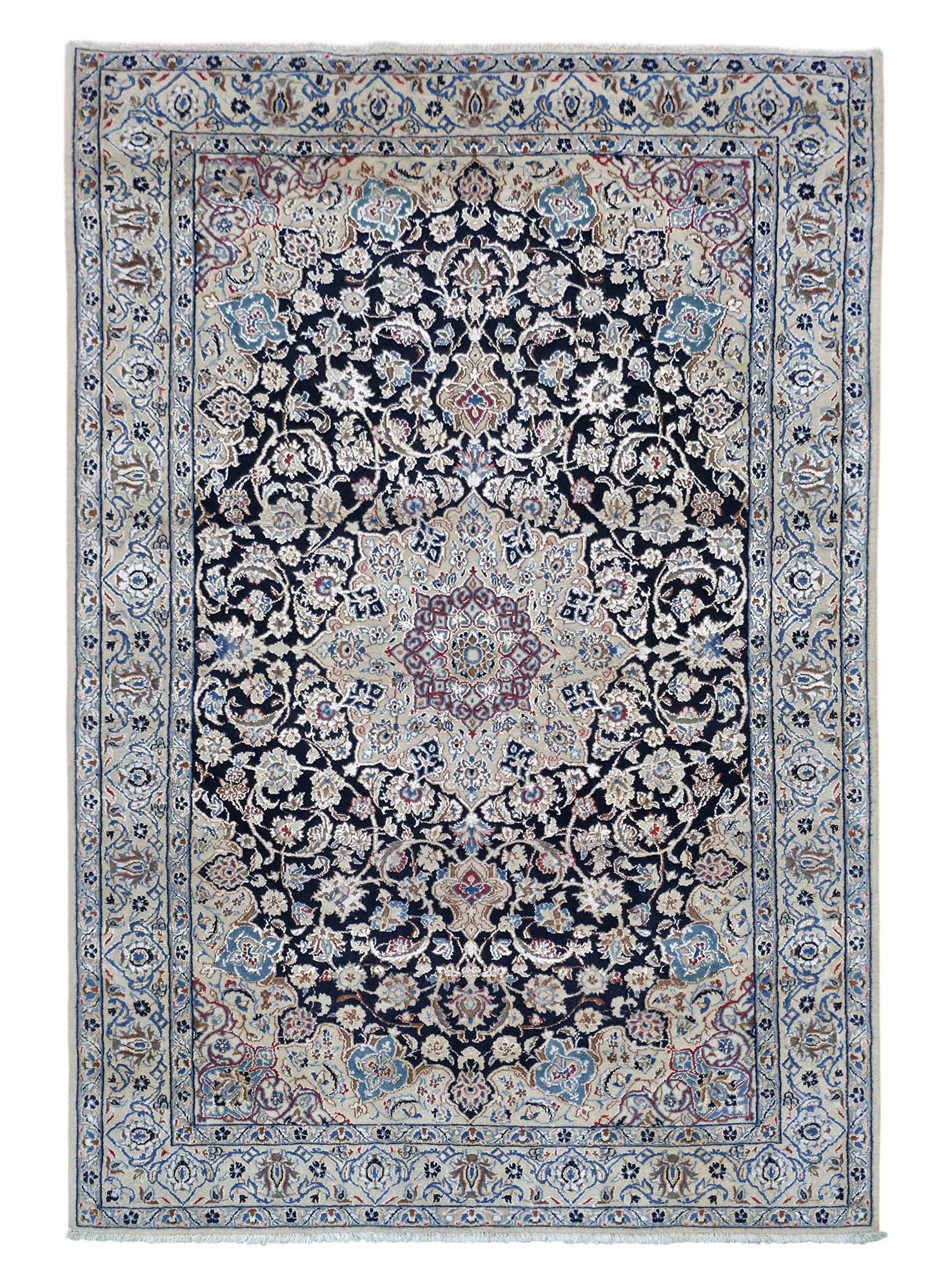 Hand knotted vintage 9LA Nain rug 150×100 cm | Rug# 11504