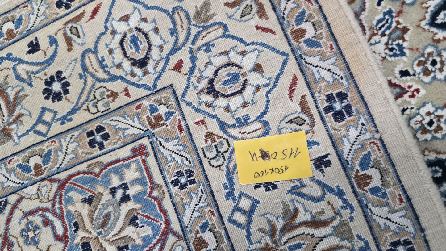 Hand knotted vintage 9LA Nain rug 150×100 cm | Rug# 11504