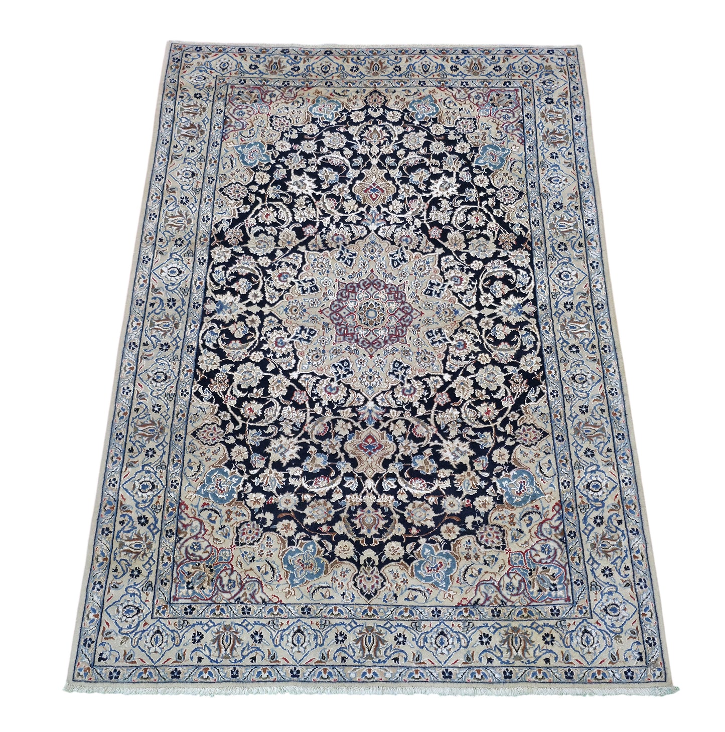 Hand knotted vintage 9LA Nain rug 150×100 cm | Rug# 11504