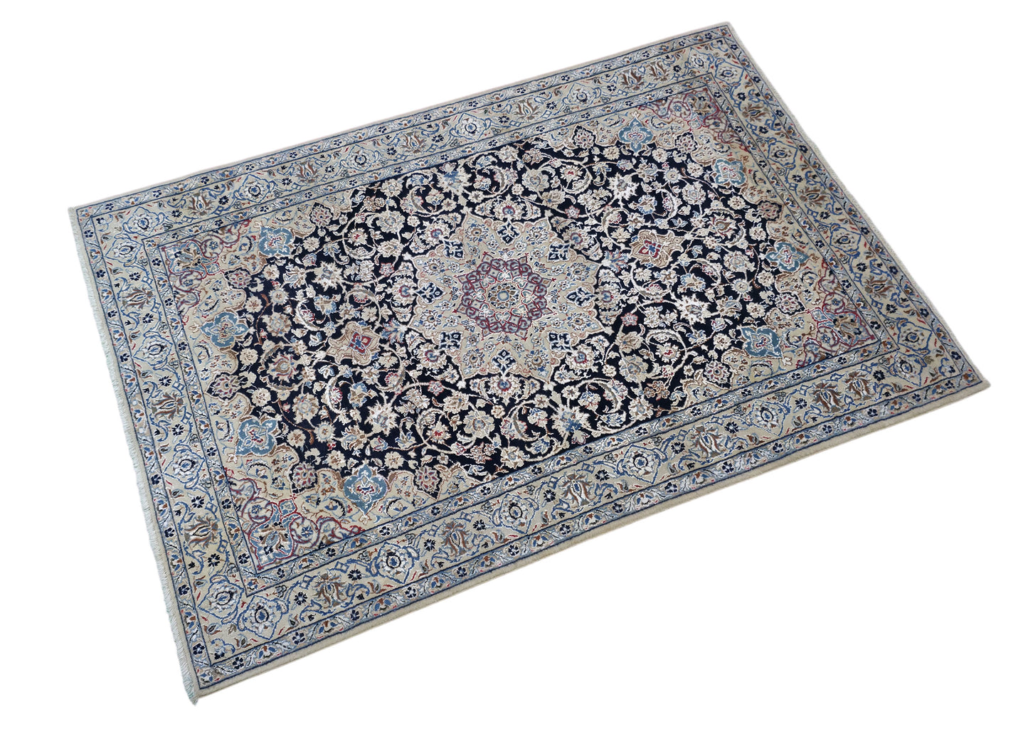 Hand knotted vintage 9LA Nain rug 150×100 cm | Rug# 11504