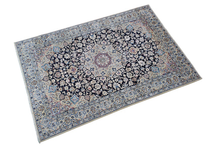 Hand knotted vintage 9LA Nain rug 150×100 cm | Rug# 11504