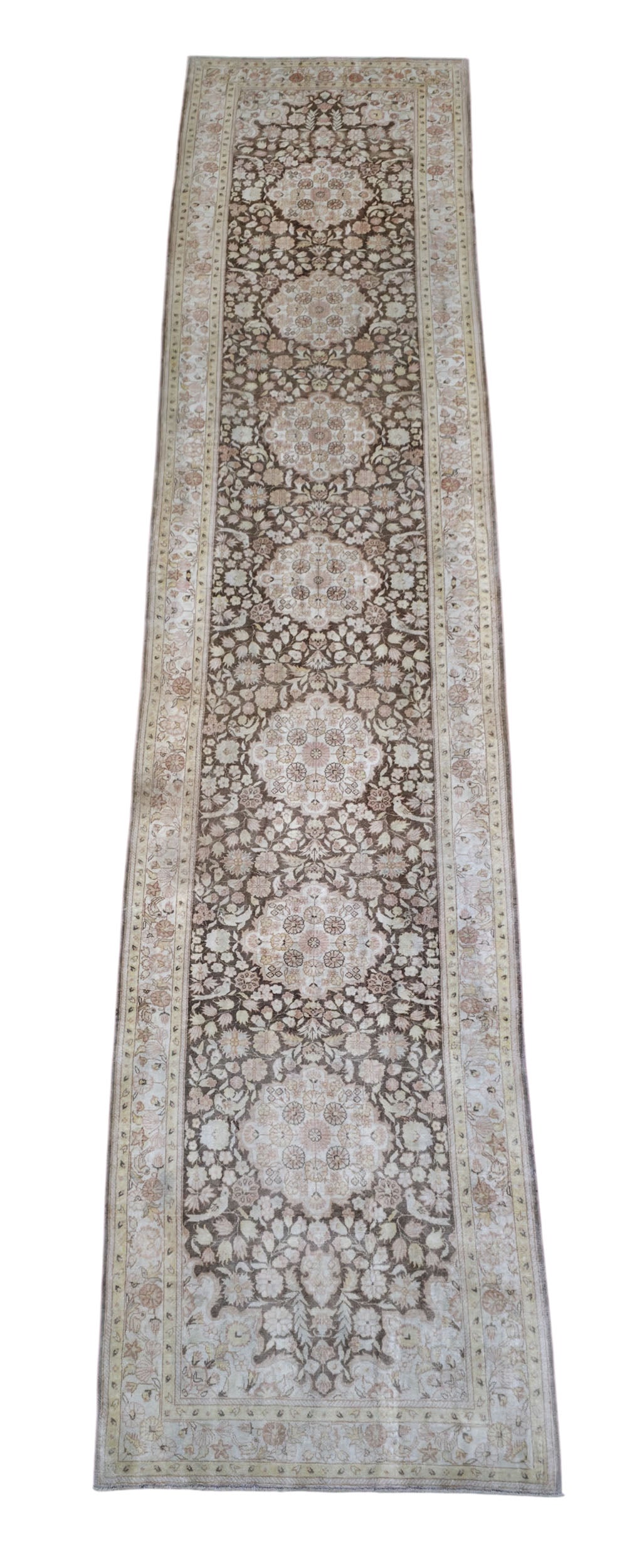 Hand knotted vintage Cino-Hereke silk runner 400×79 cm | Rug# 11520