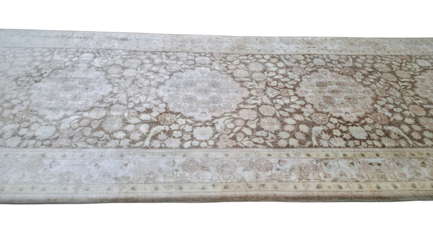 Hand knotted vintage Cino-Hereke silk runner 400×79 cm | Rug# 11520