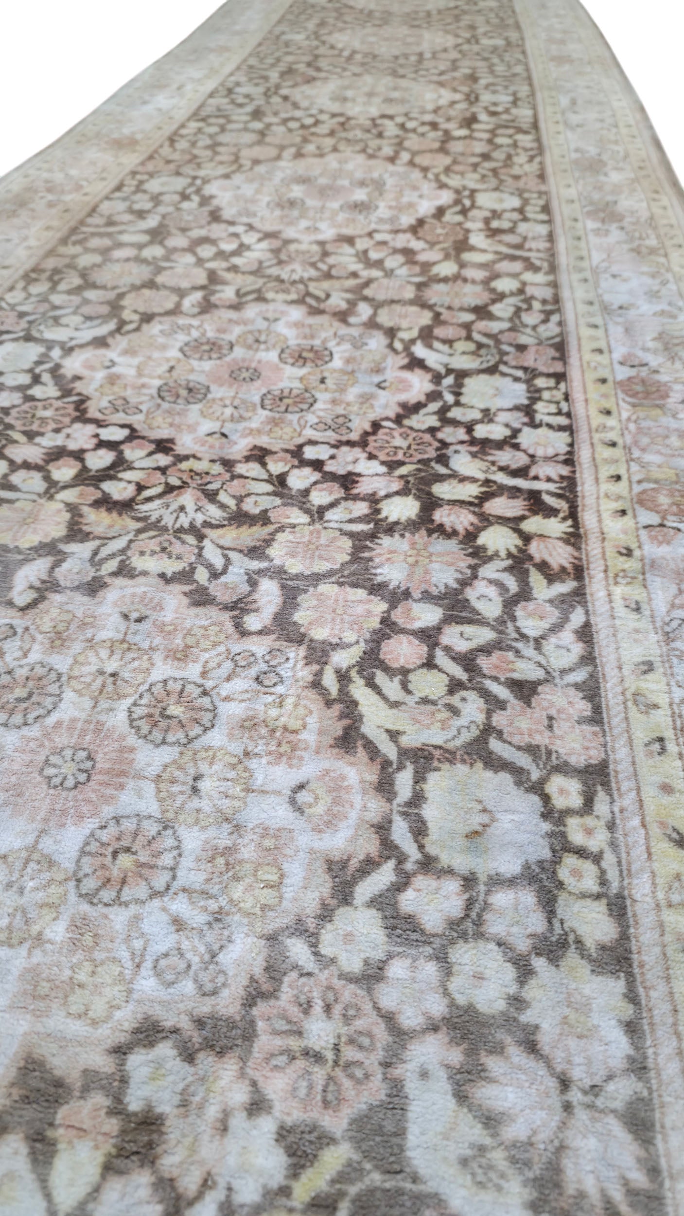 Hand knotted vintage Cino-Hereke silk runner 400×79 cm | Rug# 11520