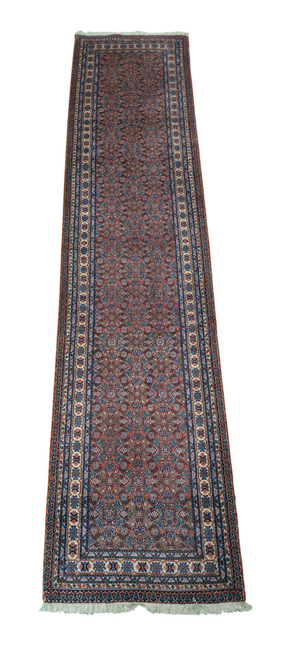 Hand knotted superfine Tabriz Mashayekhi runner 356×84 cm | Rug# 11521