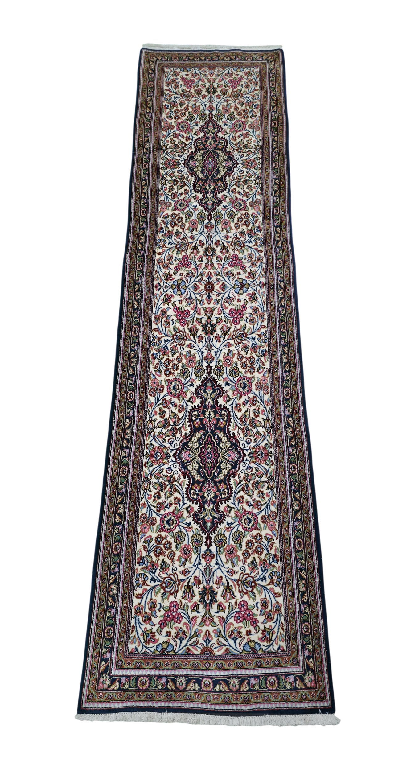 Hand knotted vintage superfine Qum runner 317×80 cm | Rug# 11522