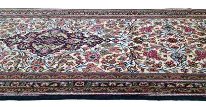 Hand knotted vintage superfine Qum runner 317×80 cm | Rug# 11522