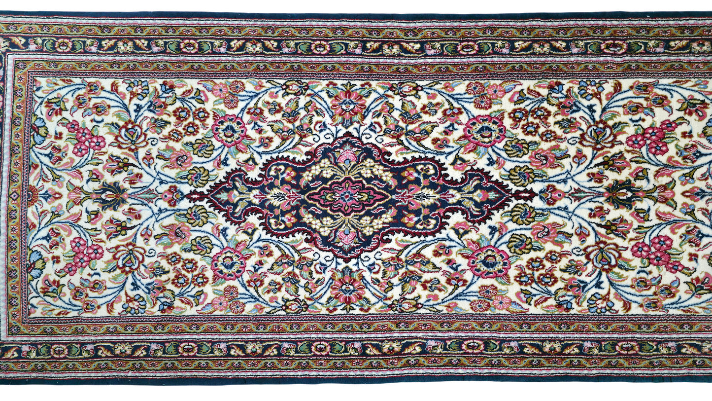 Hand knotted vintage superfine Qum runner 317×80 cm | Rug# 11522