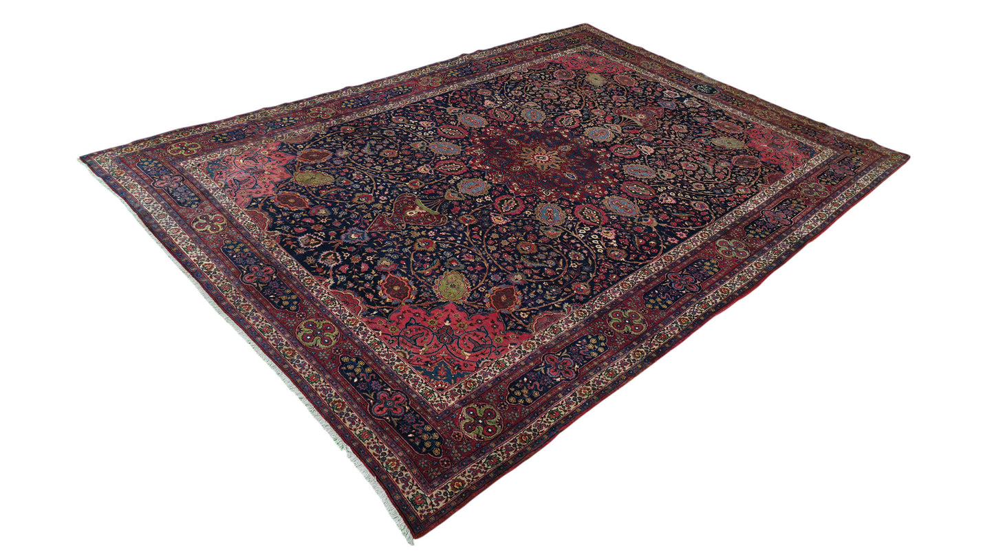 Hand knotted antique Tabriz carpet 373×273 cm | Rug# 11527