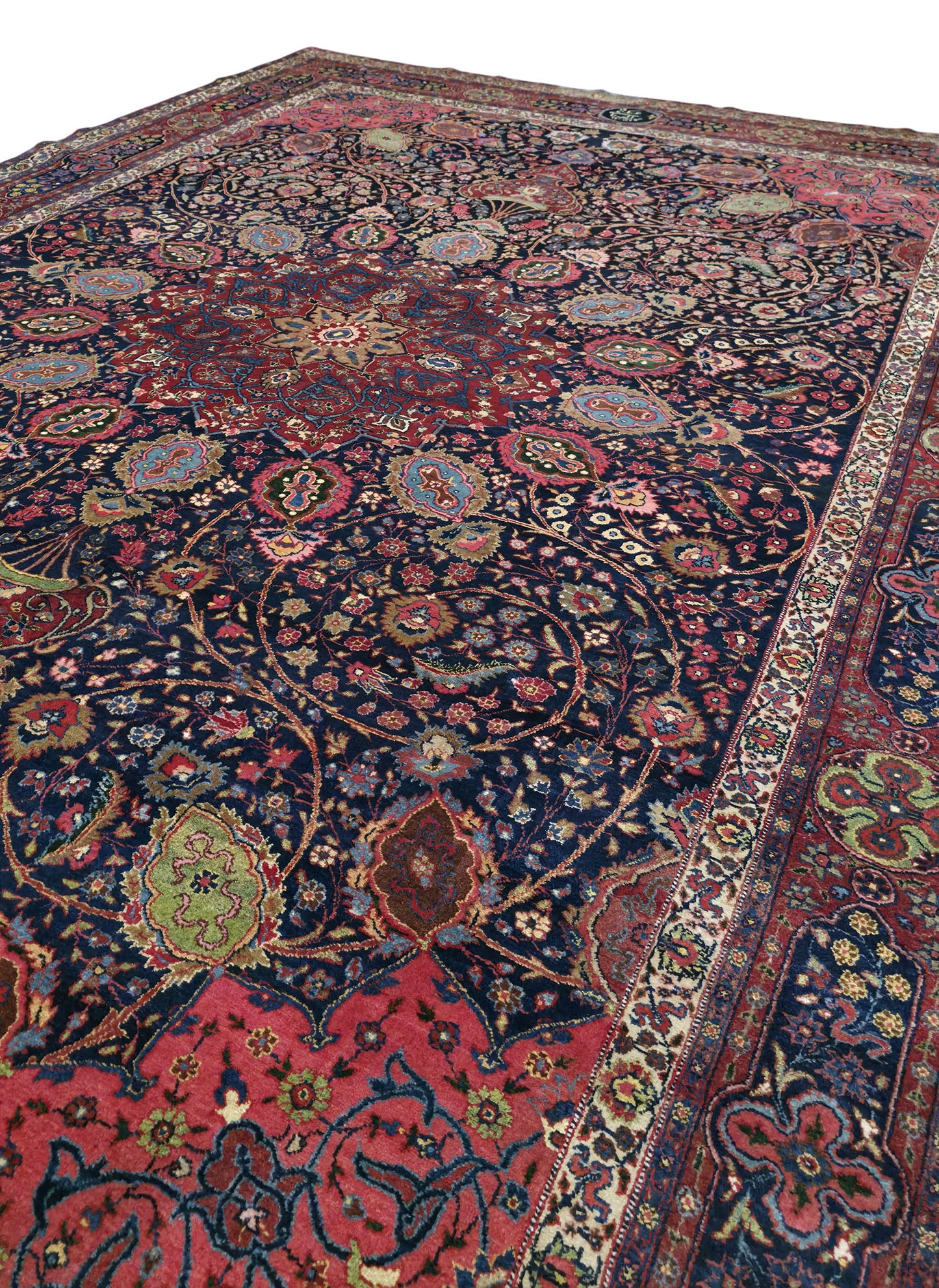 Hand knotted antique Tabriz carpet 373×273 cm | Rug# 11527