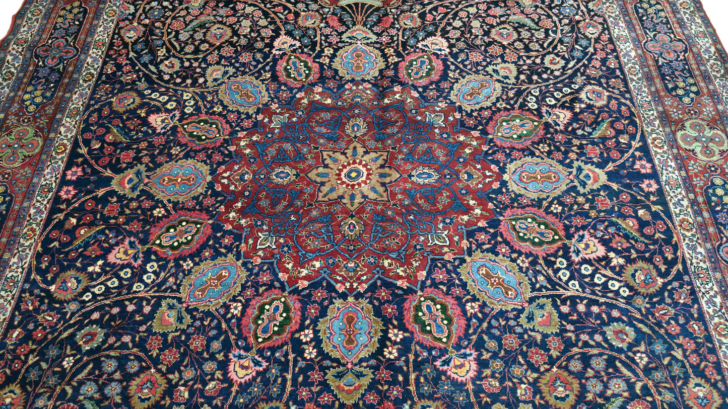 Hand knotted antique Tabriz carpet 373×273 cm | Rug# 11527