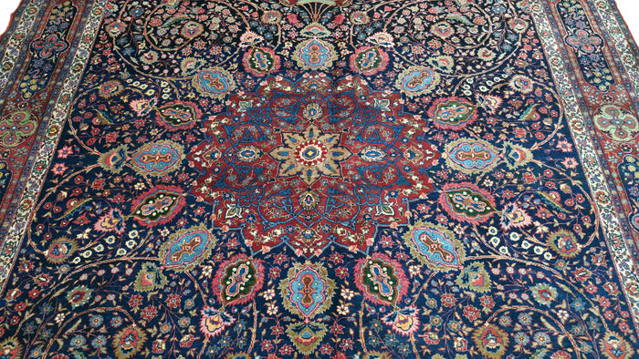 Hand knotted antique Tabriz carpet 373×273 cm | Rug# 11527