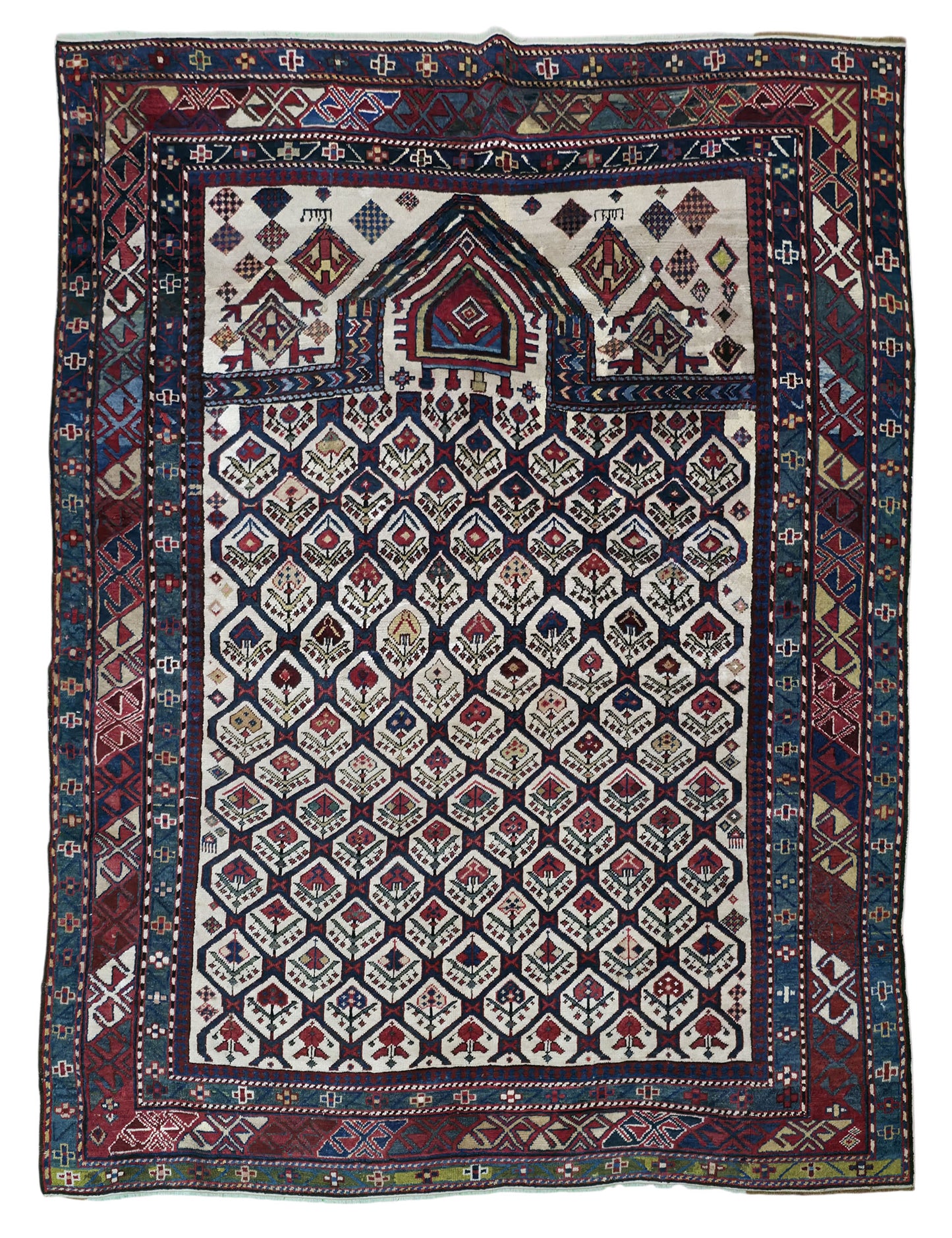 Rare antique Chichi prayer rug, Caucasian 170×140 cm | Rug# 11528