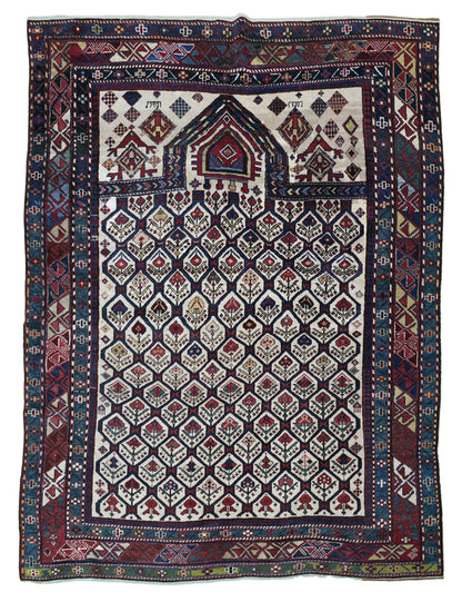 Rare antique Chichi prayer rug, Caucasian 170×140 cm | Rug# 11528