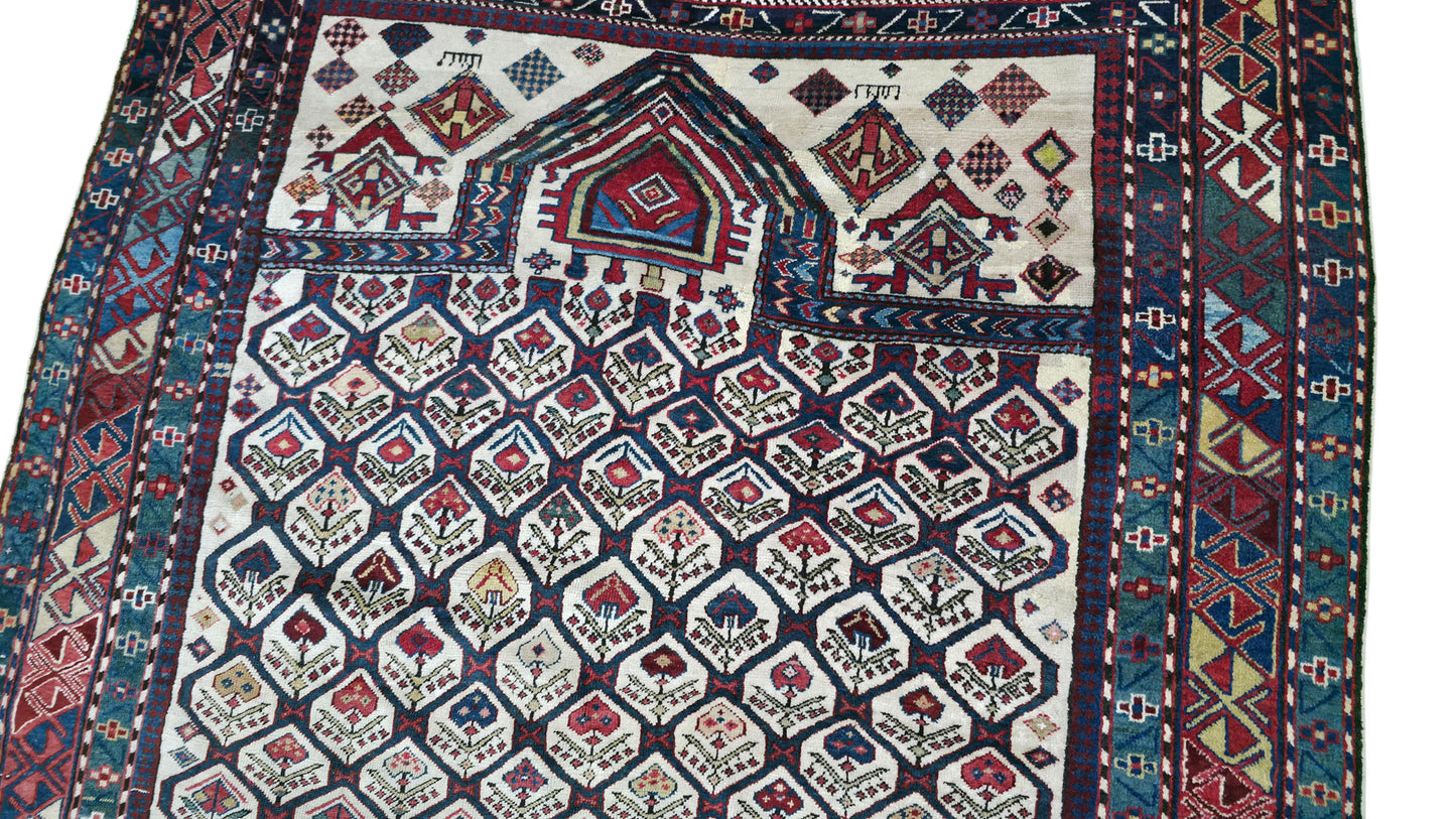Rare antique Chichi prayer rug, Caucasian 170×140 cm | Rug# 11528