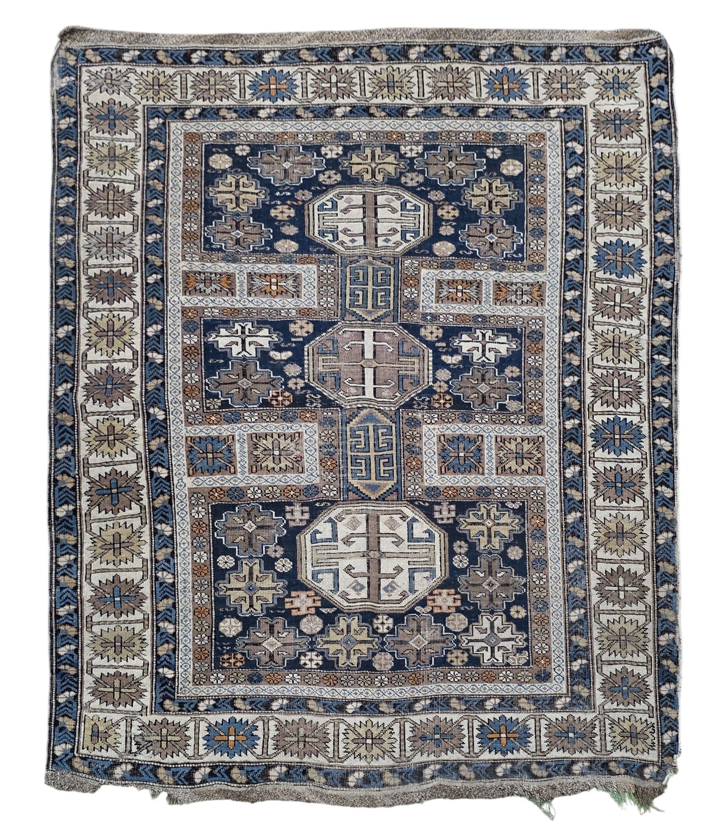 Hand knotted antique Caucasian Kazak rug 150×120 cm | Rug# 11530