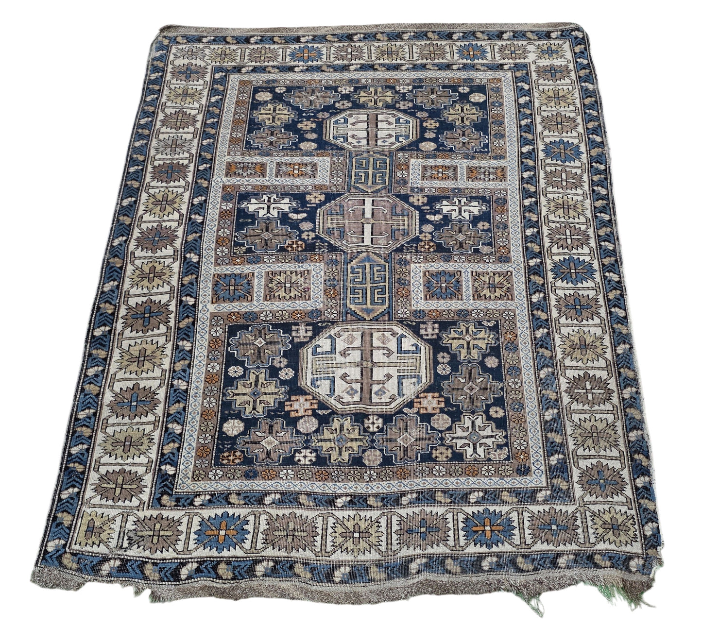Hand knotted antique Caucasian Kazak rug 150×120 cm | Rug# 11530