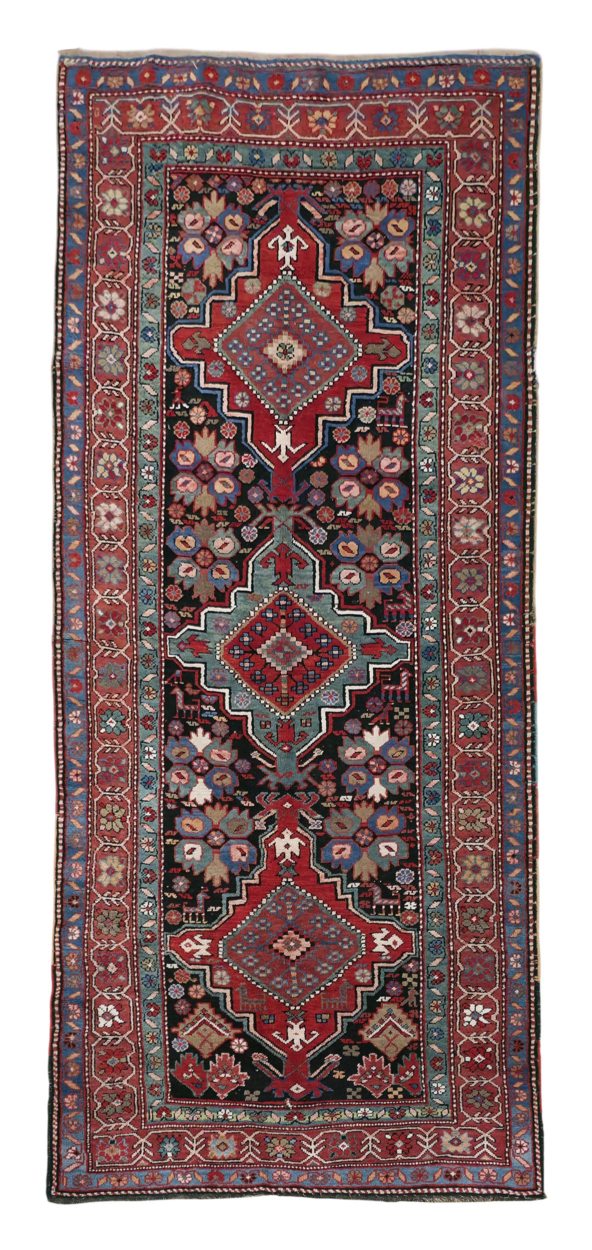 Armenian-weave ￼antique Caucasian Kazak rug 260×115 cm | Rug# 11533