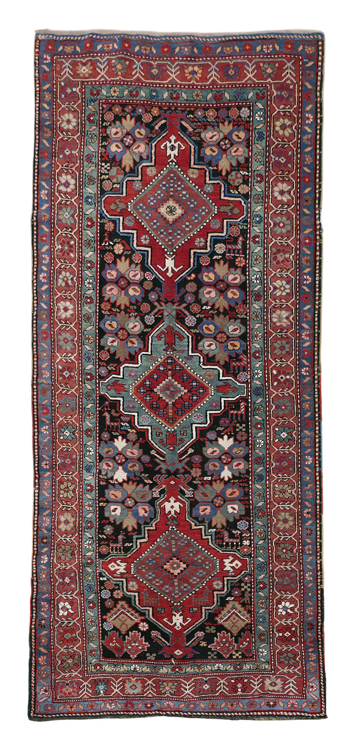 Armenian-weave ￼antique Caucasian Kazak rug 260×115 cm | Rug# 11533