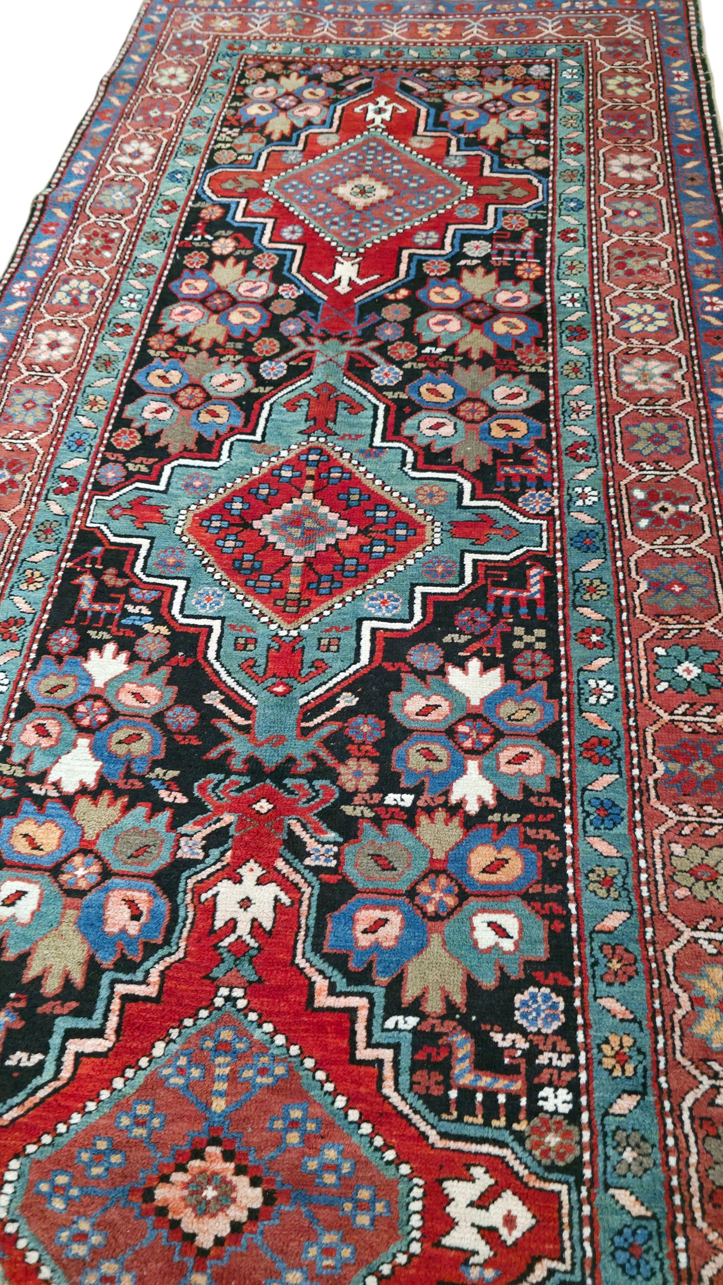 Armenian-weave ￼antique Caucasian Kazak rug 260×115 cm | Rug# 11533