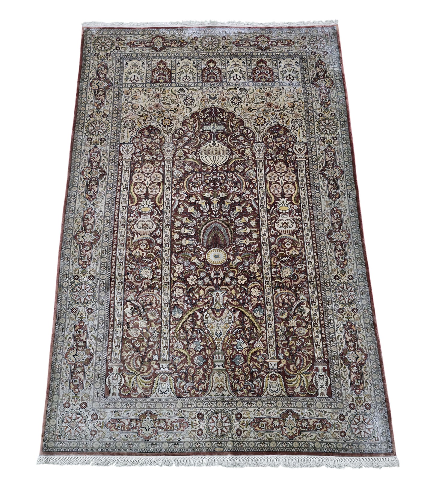 Hand knotted superfine Cino-Hereke pure silk rug 155×94 cm | Rug# 11539