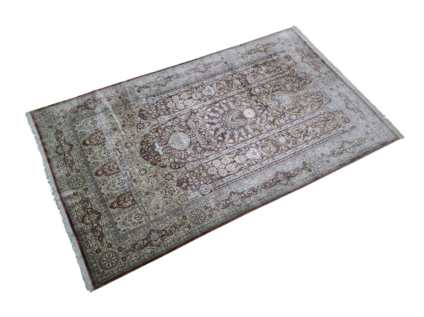 Hand knotted superfine Cino-Hereke pure silk rug 155×94 cm | Rug# 11539