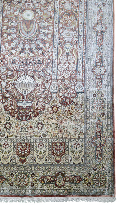 Hand knotted superfine Cino-Hereke pure silk rug 155×94 cm | Rug# 11539
