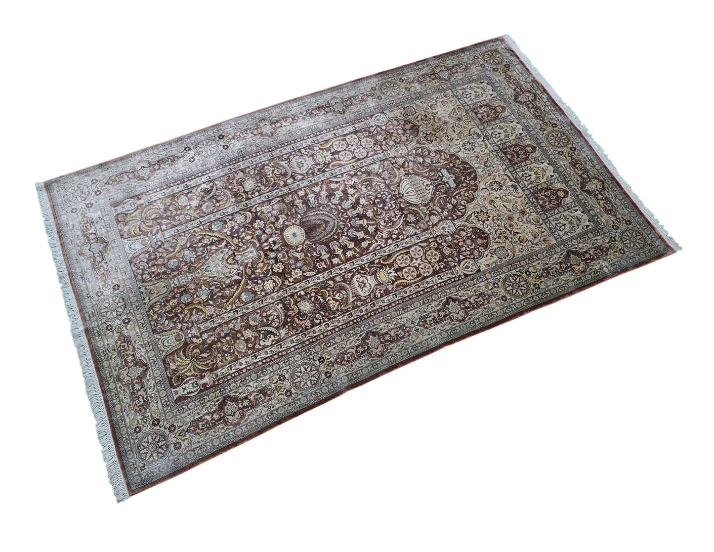 Hand knotted superfine Cino-Hereke pure silk rug 155×94 cm | Rug# 11539