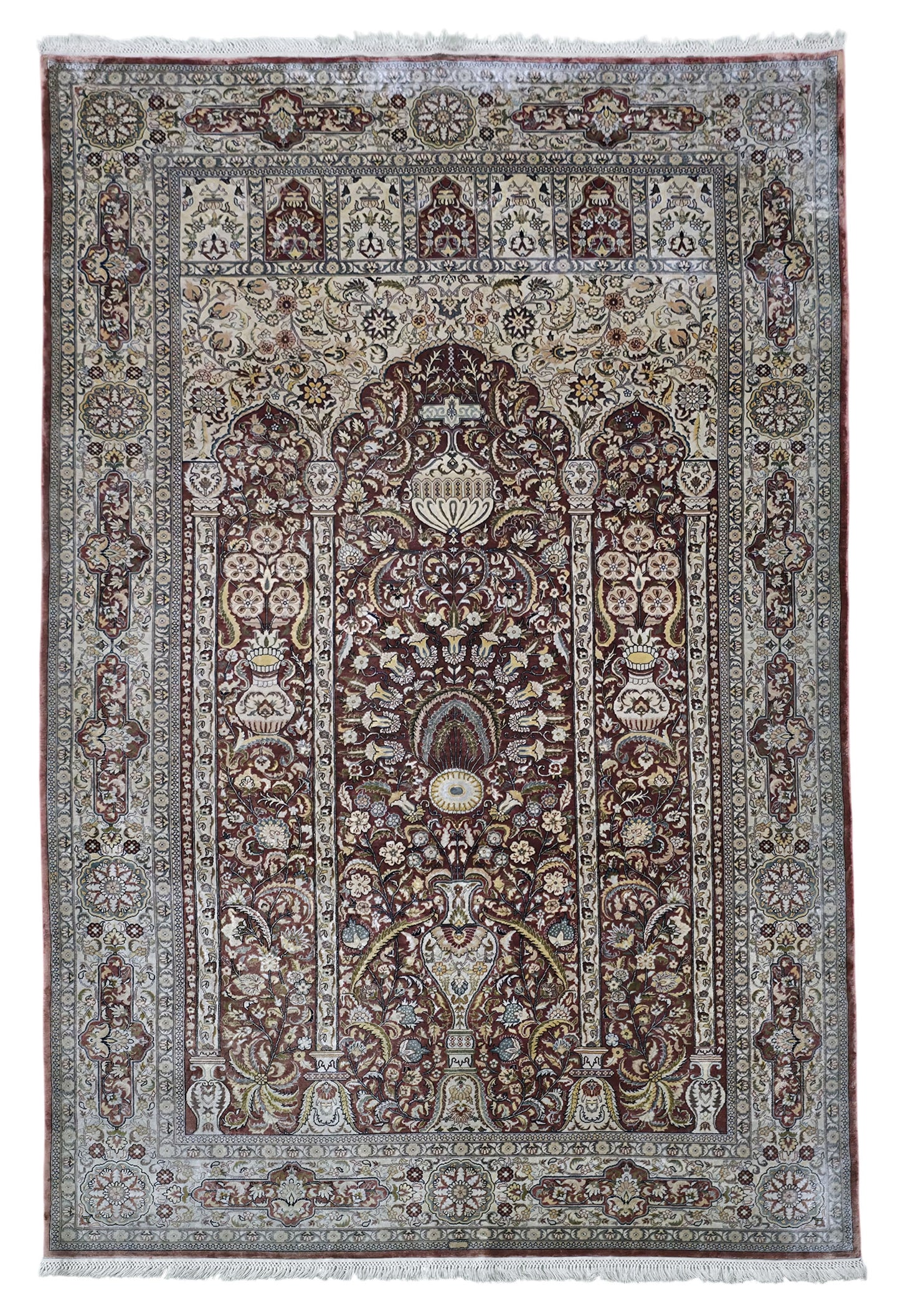 Hand knotted superfine Cino-Hereke pure silk rug 155×94 cm | Rug# 11539