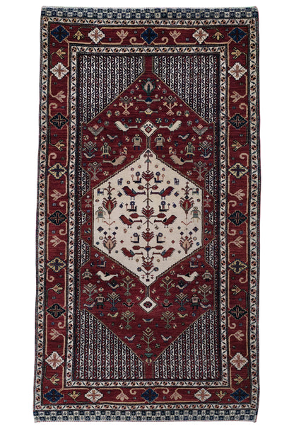 Hand knotted vintage Miri-Kashkuli rug 200×100 cm | Rug# 11541