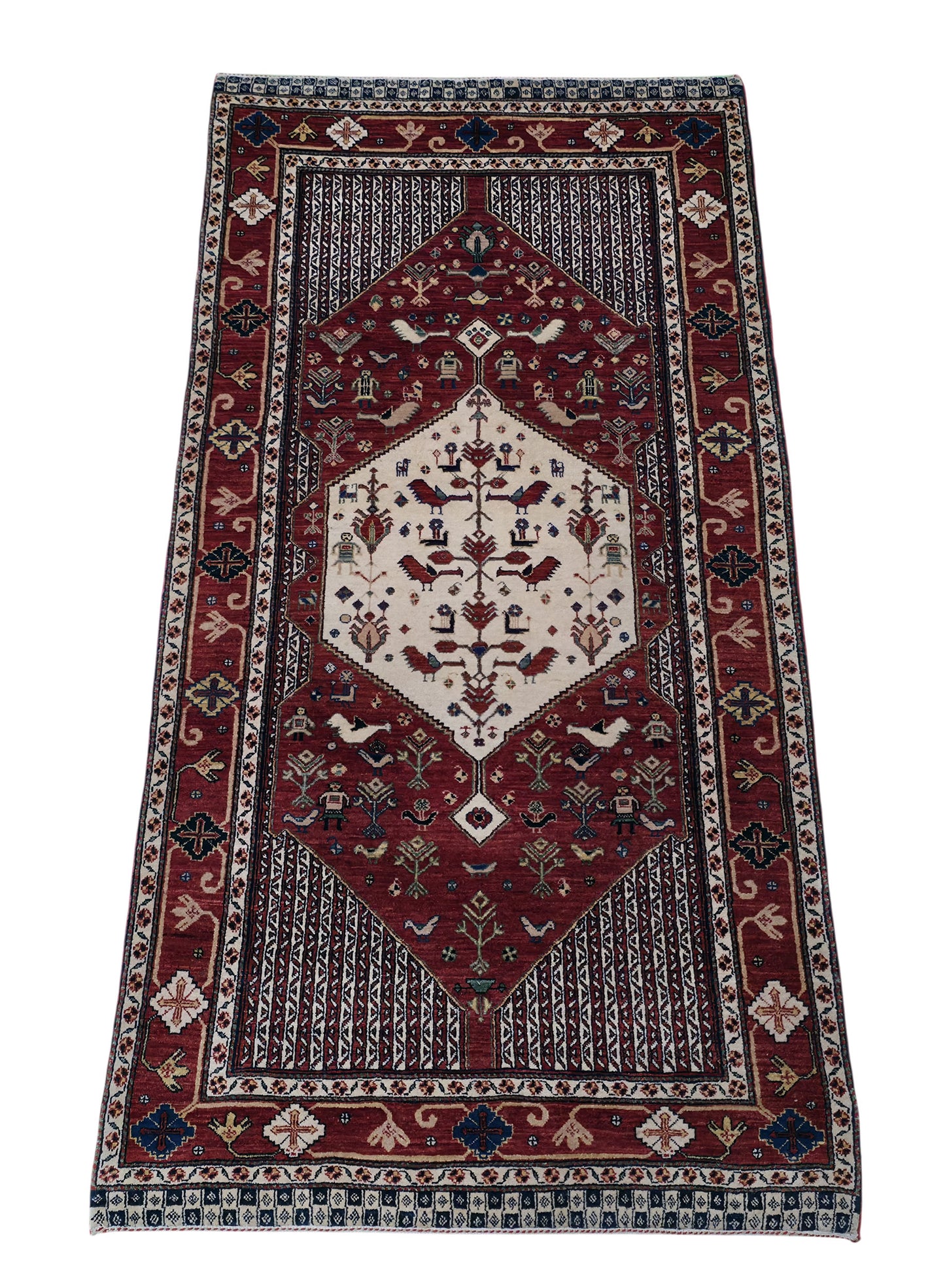 Hand knotted vintage Miri-Kashkuli rug 200×100 cm | Rug# 11541