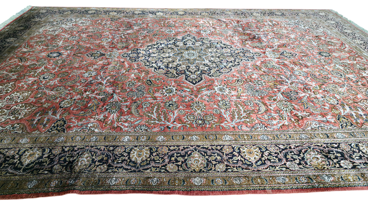 Antique Persian Qum Pure Silk Rug 310x215 cm | Rug# 11546