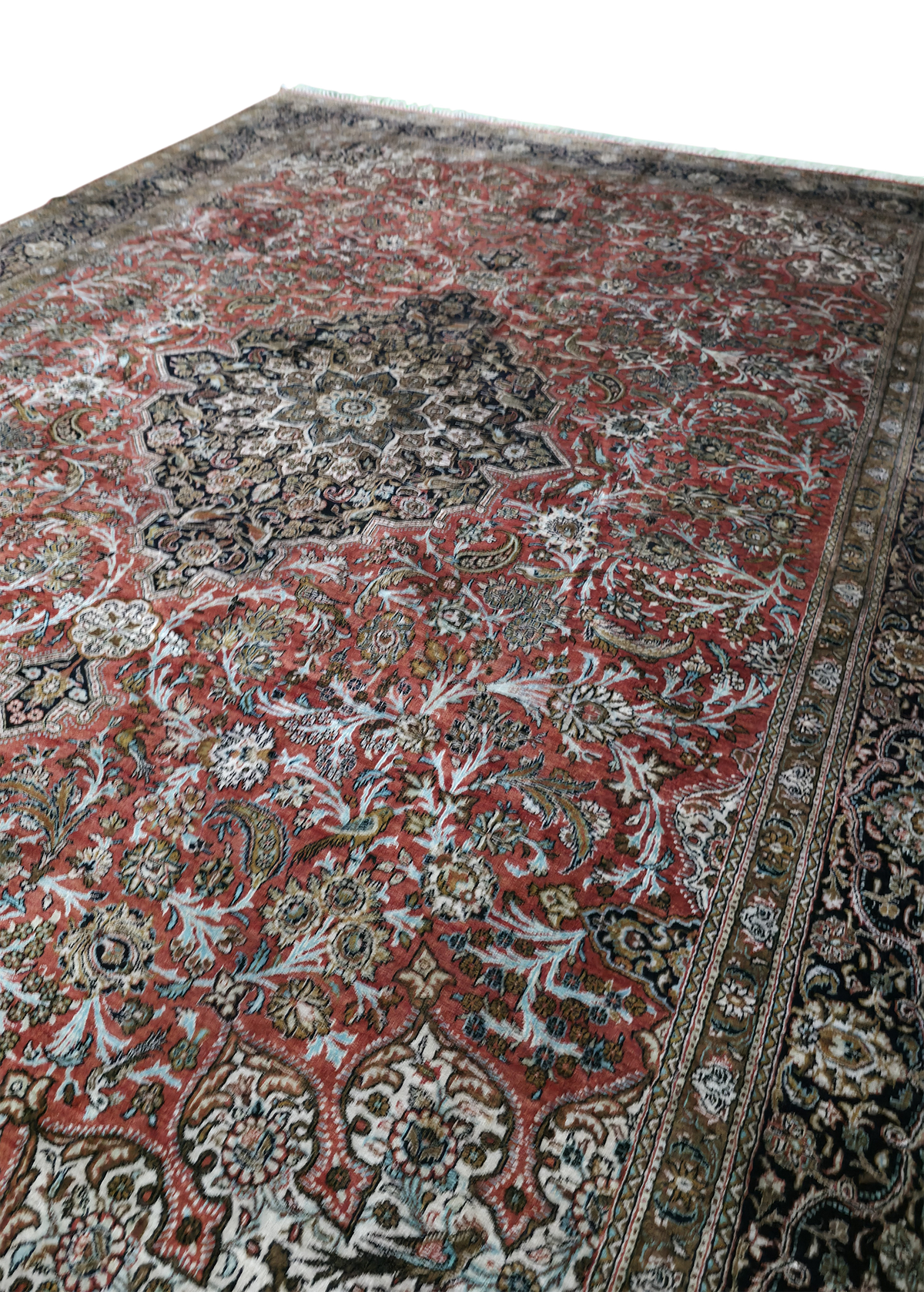 Antique Persian Qum Pure Silk Rug 310x215 cm | Rug# 11546