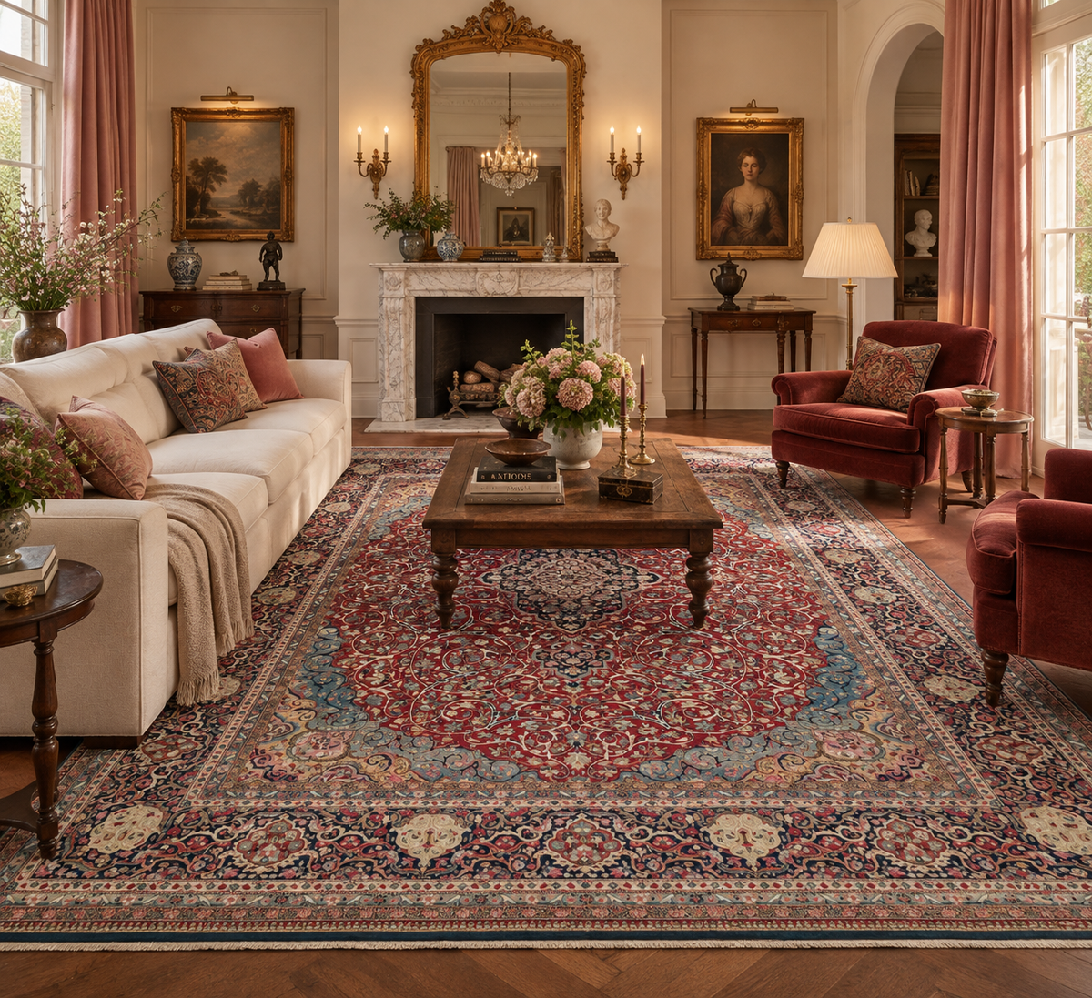 Semi-Antique Persian Qazvin Rug 370x270 cm | Rug# 11549
