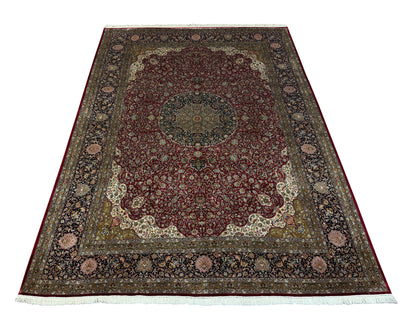 superfine pure silk Kashmir carpet in Isfehan design 374×264 cm | Rug# 11641