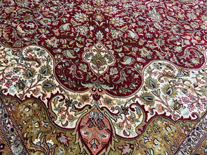 superfine pure silk Kashmir carpet in Isfehan design 374×264 cm | Rug# 11641
