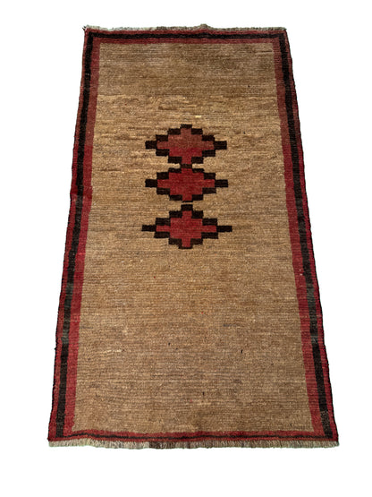 vintage nomadic Gabbeh, all wool construction  197x106 cm | Rug# 1217
