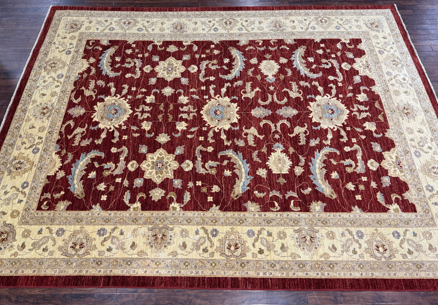 Hand knotted Turkaman weave Afghan carpet 352×273 cm | Rug# 12541